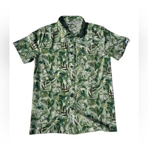 Costa Del Mar men’s green tropical print short sleeve button up shirt size small
